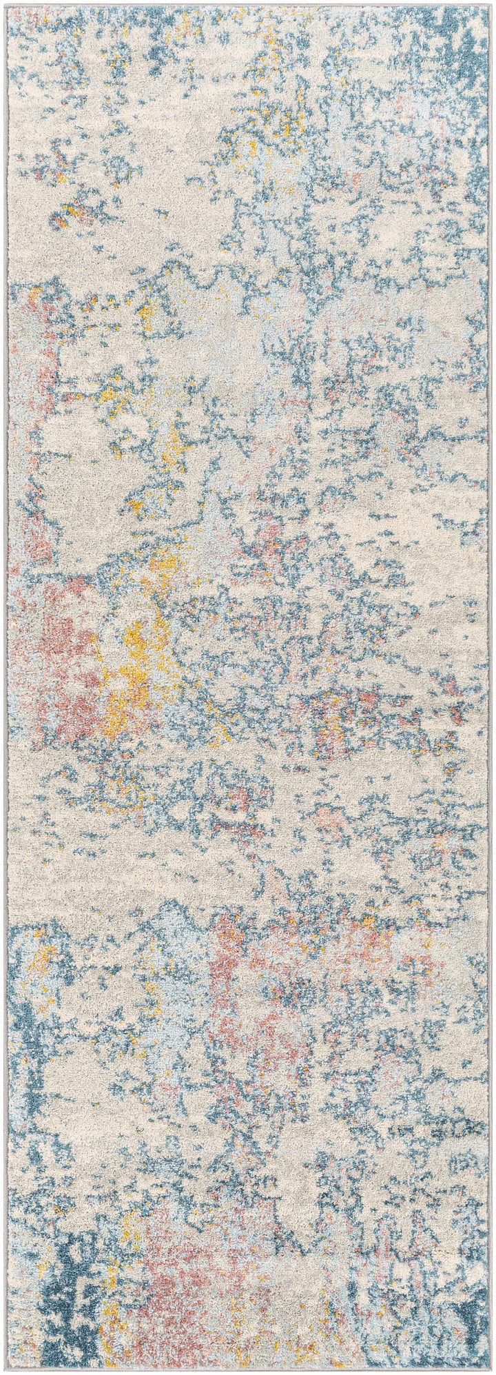 Tambalisa Ivory And Blue Modern Abstract Design Area Rug