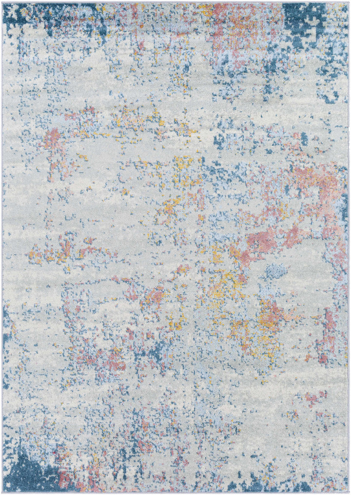 Tambalisa Ivory And Blue Modern Abstract Design Area Rug