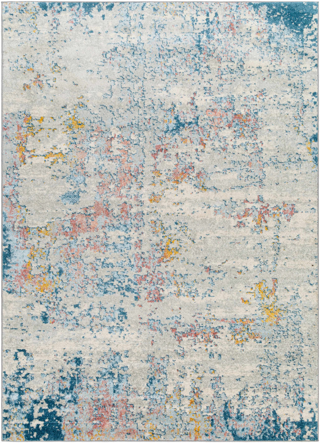 Tambalisa Ivory And Blue Modern Abstract Design Area Rug