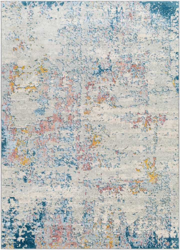 Tambalisa Ivory And Blue Modern Abstract Design Area Rug