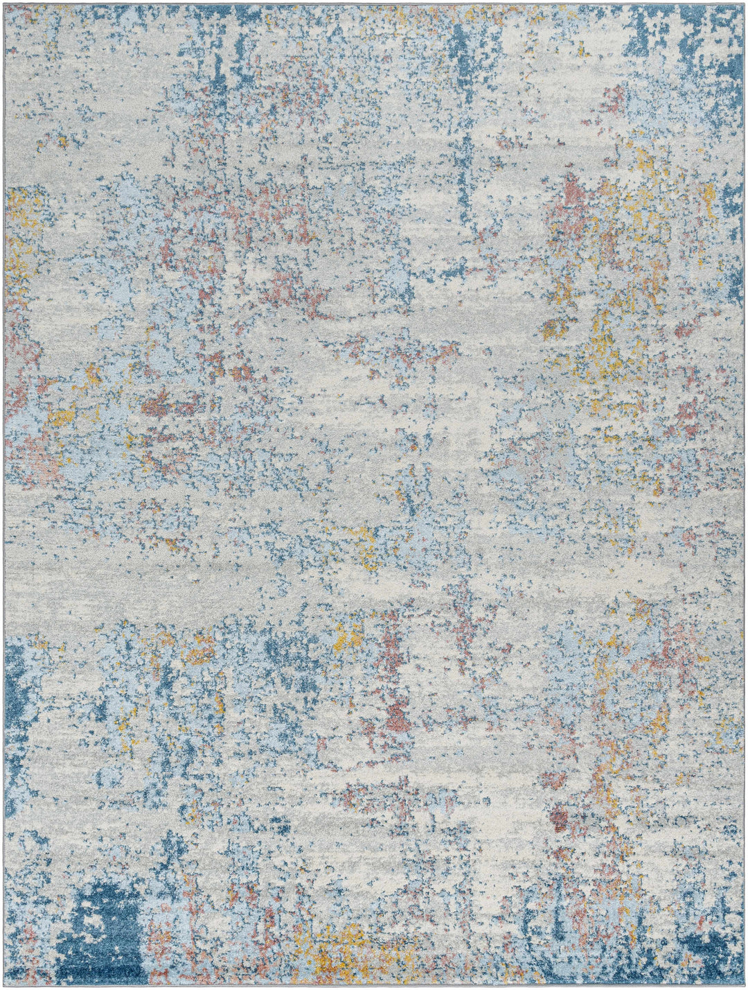 Tambalisa Ivory And Blue Modern Abstract Design Area Rug