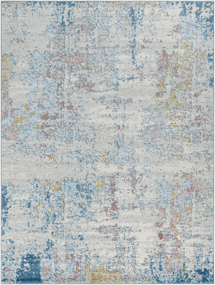 Tambalisa Ivory And Blue Modern Abstract Design Area Rug