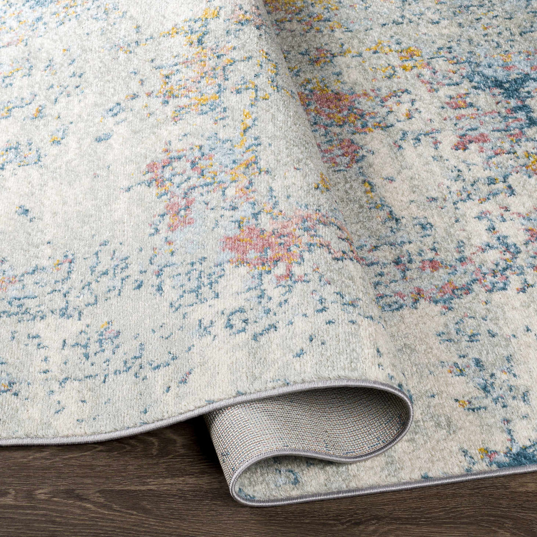 Tambalisa Ivory And Blue Modern Abstract Design Area Rug