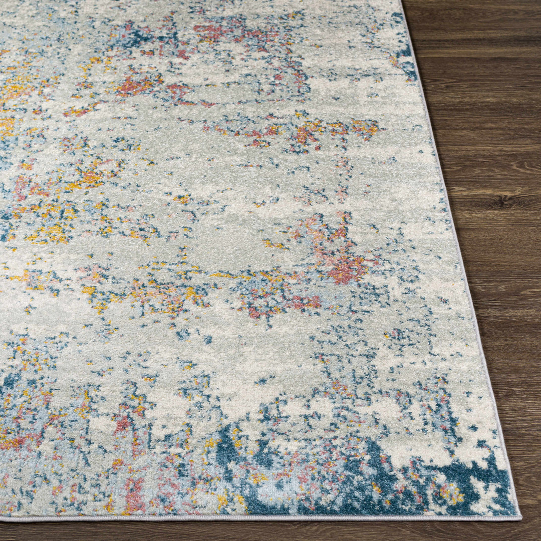Tambalisa Ivory And Blue Modern Abstract Design Area Rug