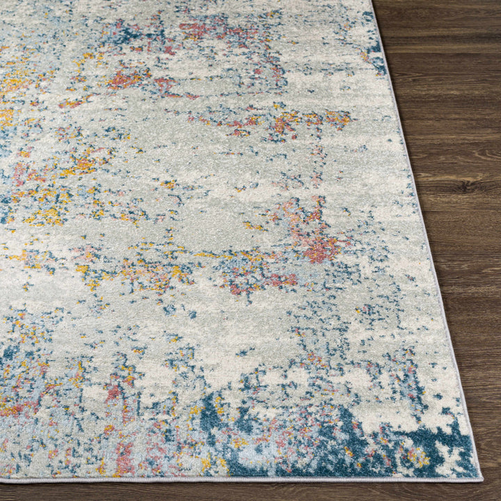 Tambalisa Ivory And Blue Modern Abstract Design Area Rug