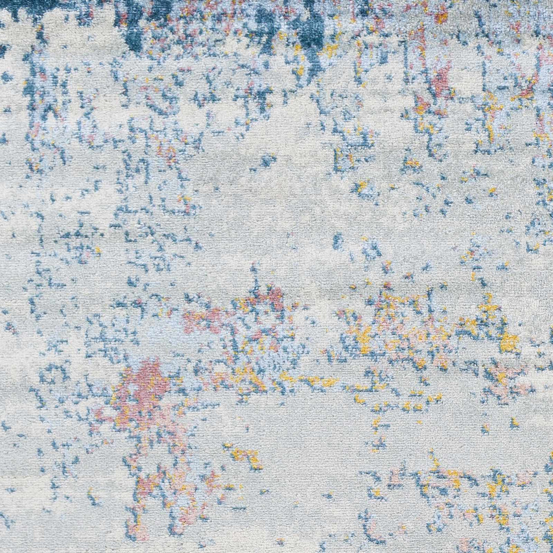 Tambalisa Ivory And Blue Modern Abstract Design Area Rug