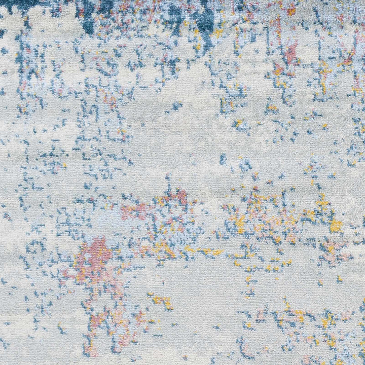 Tambalisa Ivory And Blue Modern Abstract Design Area Rug