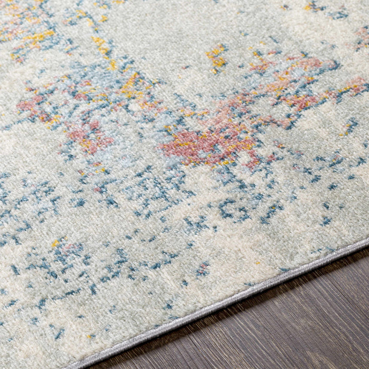 Tambalisa Ivory And Blue Modern Abstract Design Area Rug