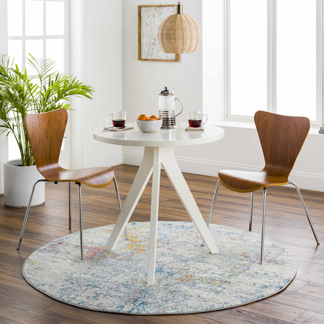 Tambalisa Ivory And Blue Modern Abstract Design Area Rug