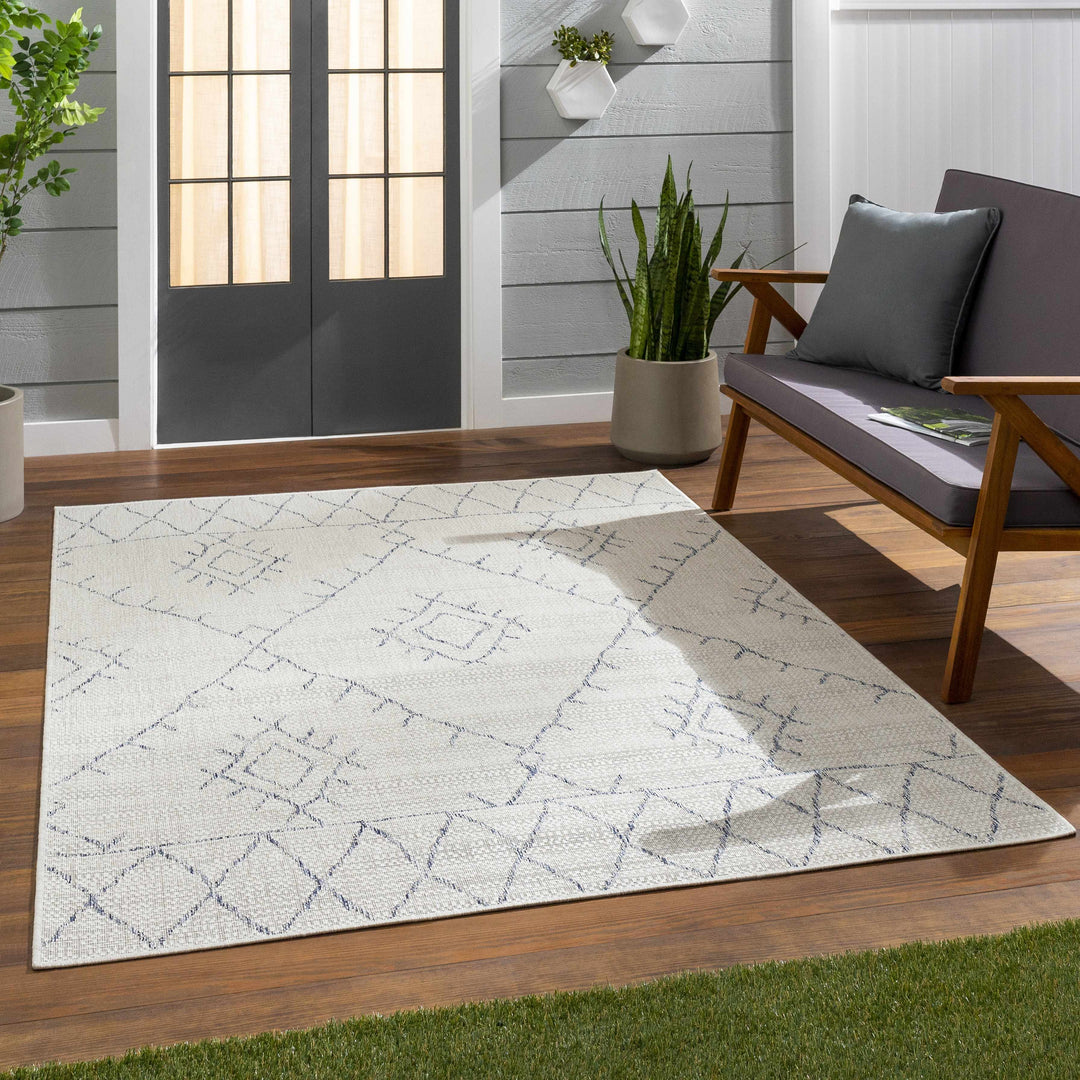 Marwood Bohemian Style Ivory And Blue Nordic Rug
