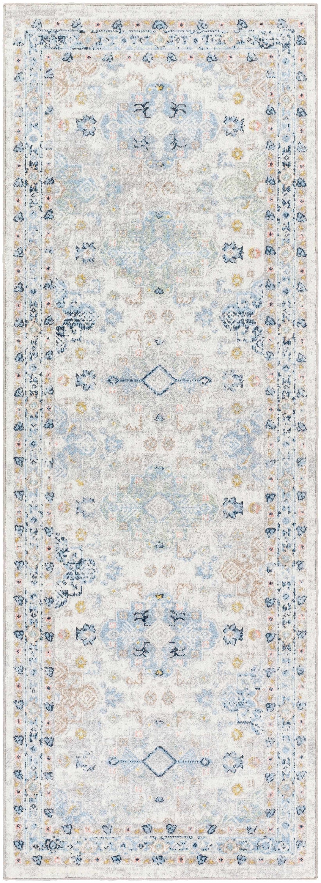Tana Navy And Gray Traditional Style Washable Rug