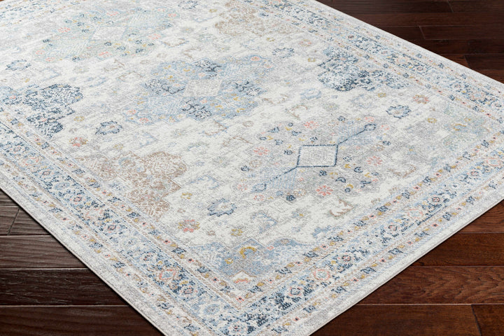 Tana Navy And Gray Traditional Style Washable Rug