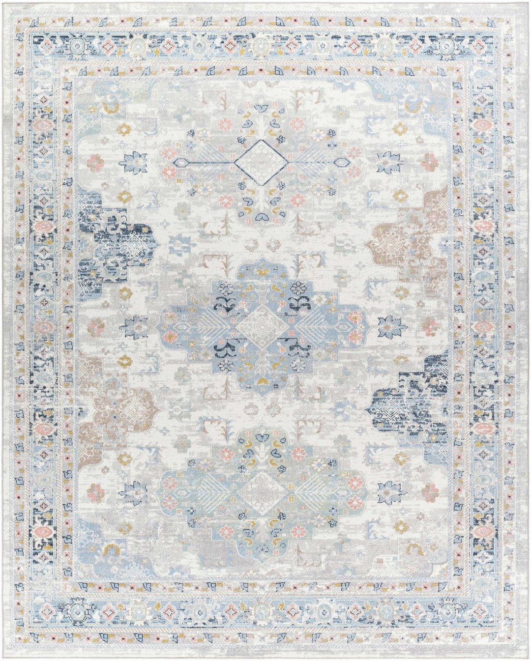 Tana Navy And Gray Traditional Style Washable Rug