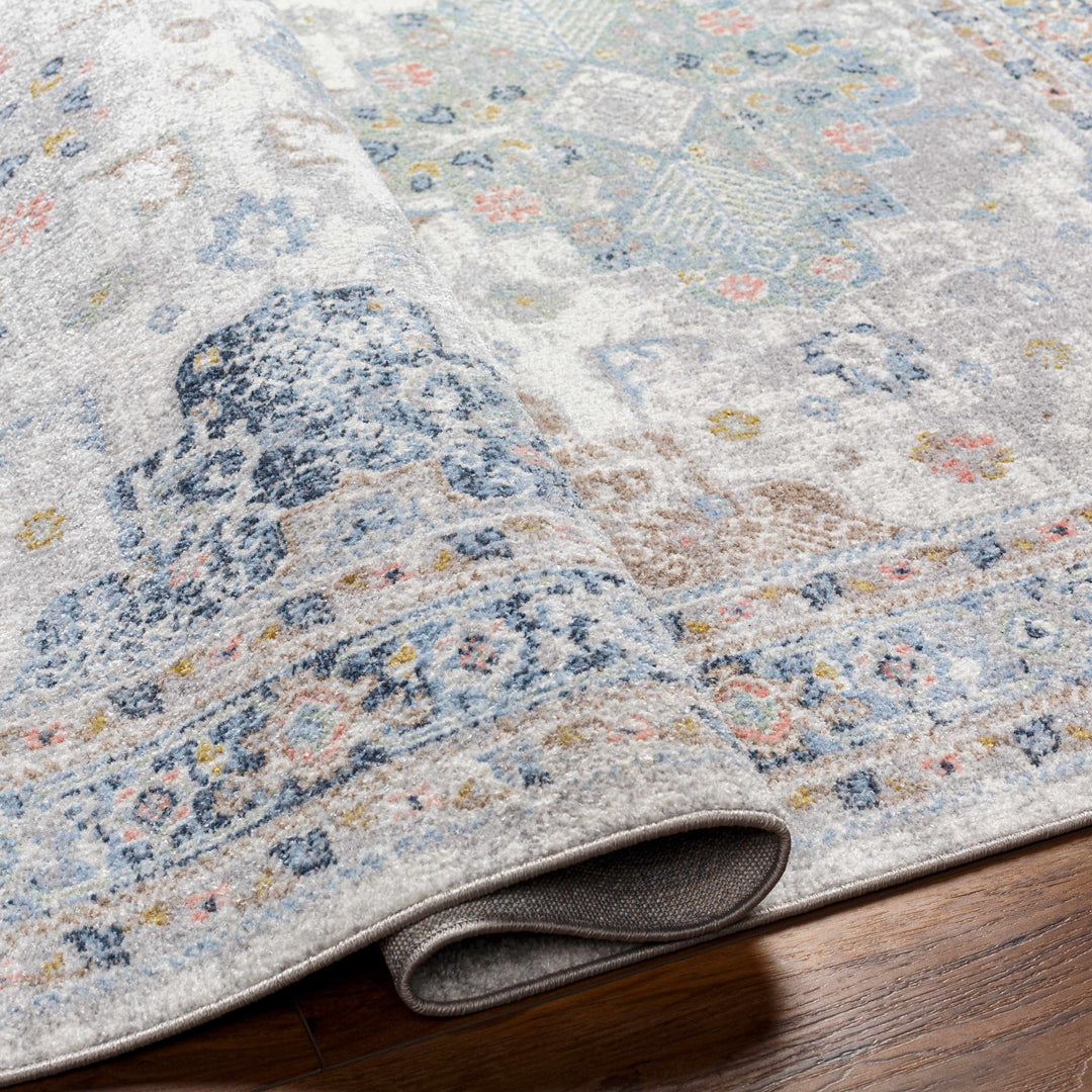 Tana Navy And Gray Traditional Style Washable Rug