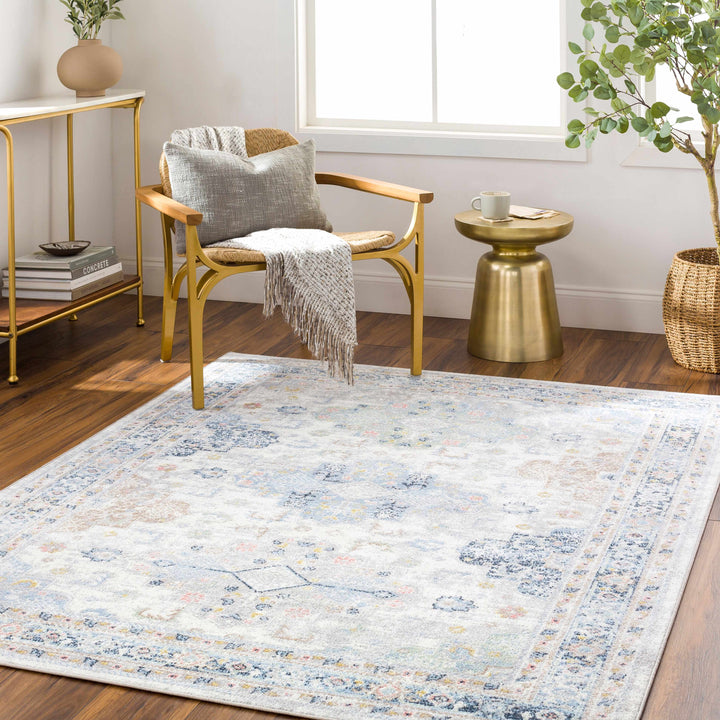 Tana Navy And Gray Traditional Style Washable Rug