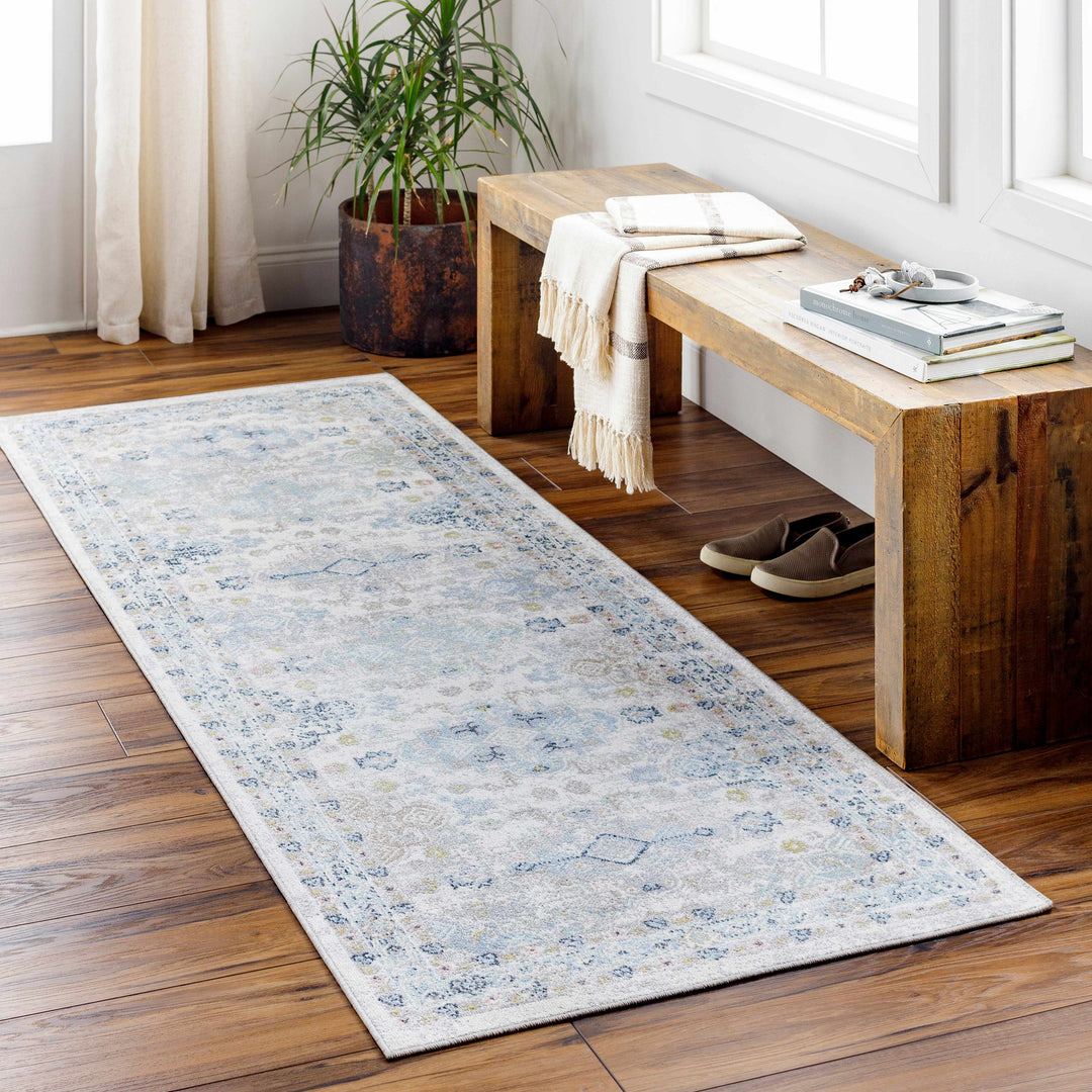 Tana Navy And Gray Traditional Style Washable Rug