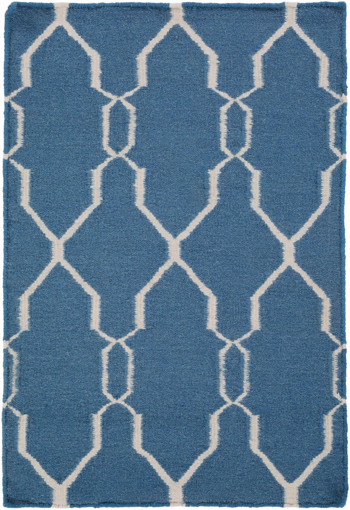 Toccopola Modern Geometrical Blue Hand Woven Area Rug