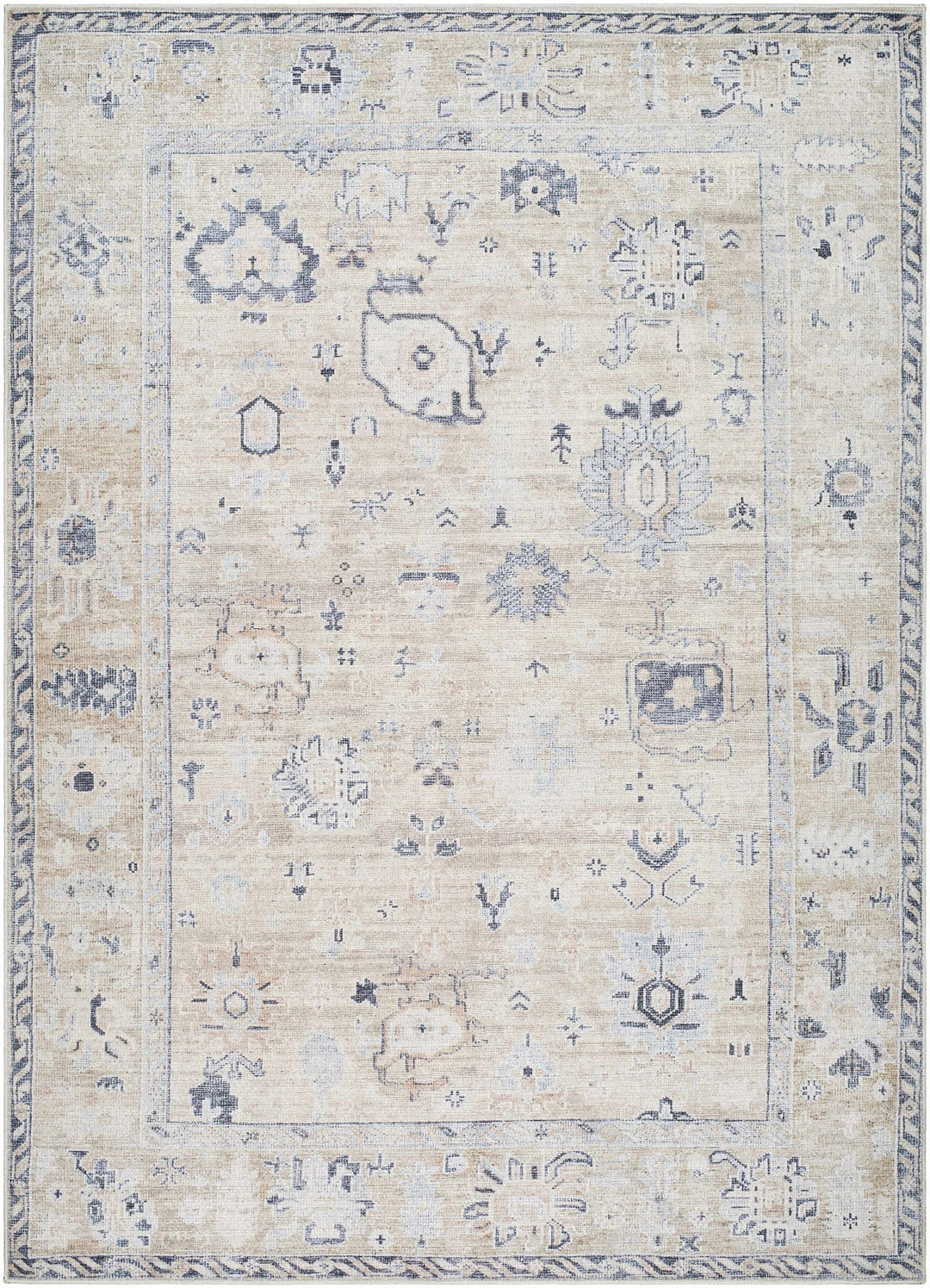 Toddy Traditional Style Beige And Blue Area Rug - The Rug Decor