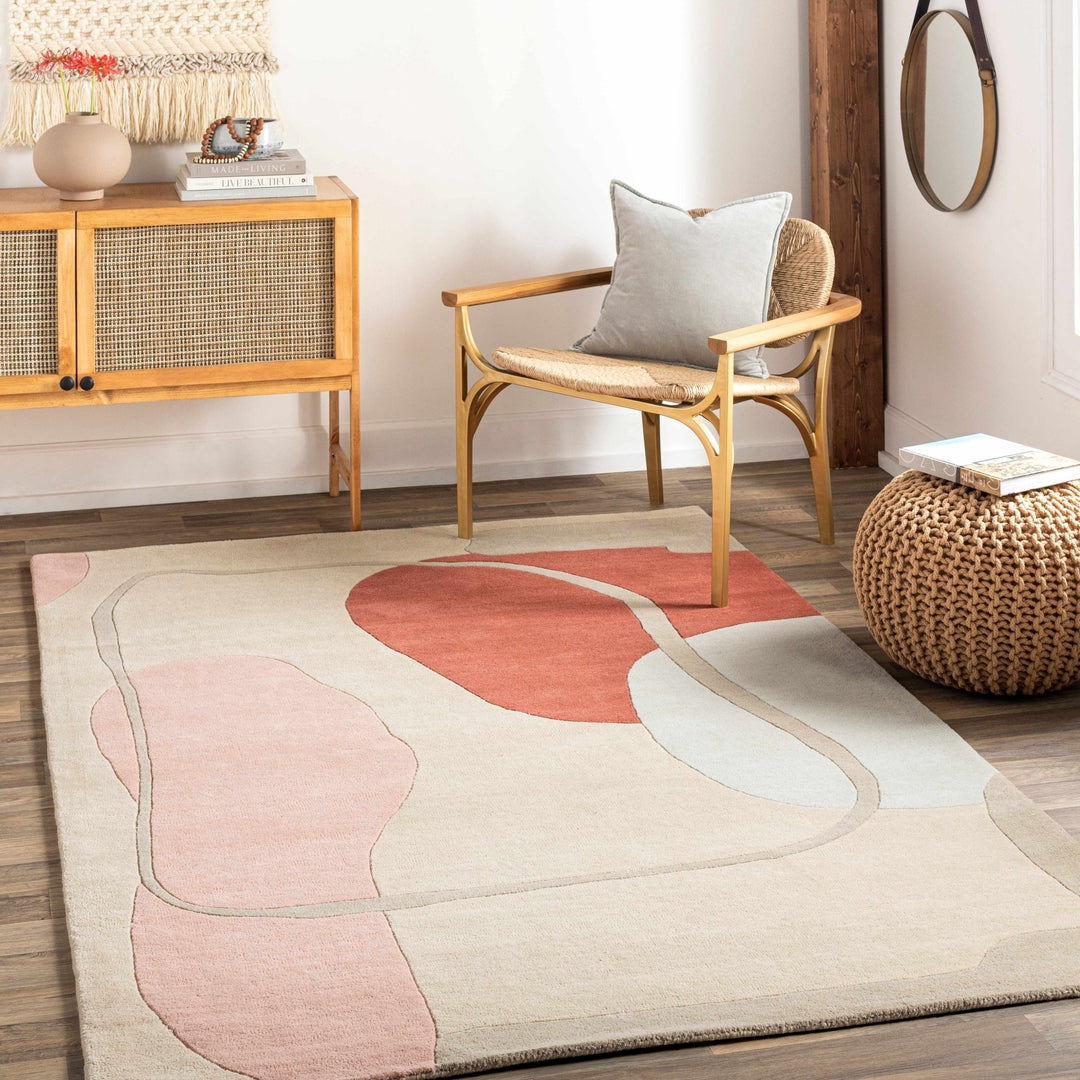 Tomingad Abstract hand - tufted Beige And Rust Rug - The Rug Decor