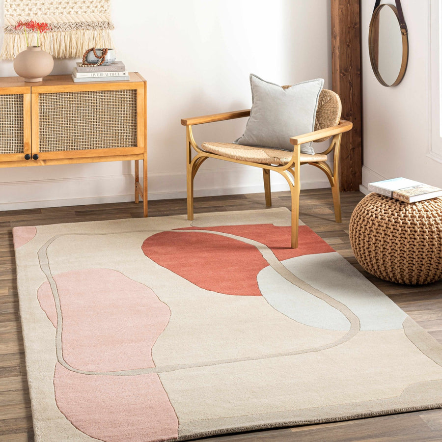 Tomingad Abstract hand - tufted Beige And Rust Rug - The Rug Decor