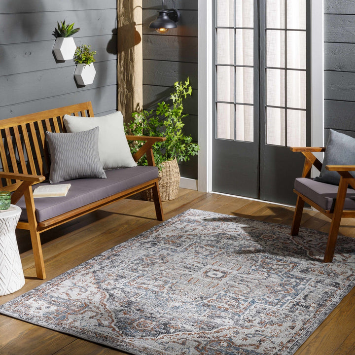 Tongala Traditional Style Gray And Charcoal Outdoor Area Rug - The Rug Decor