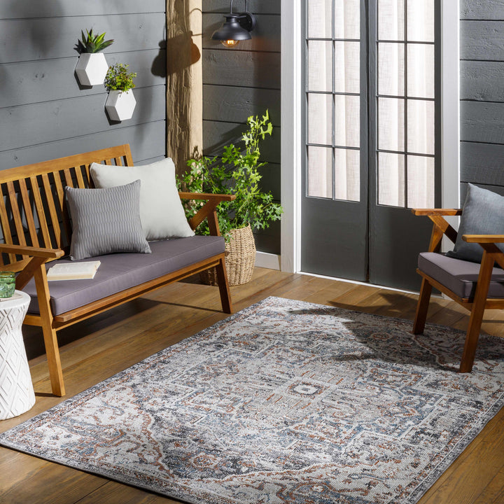 Tongala Traditional Style Gray And Charcoal Outdoor Area Rug