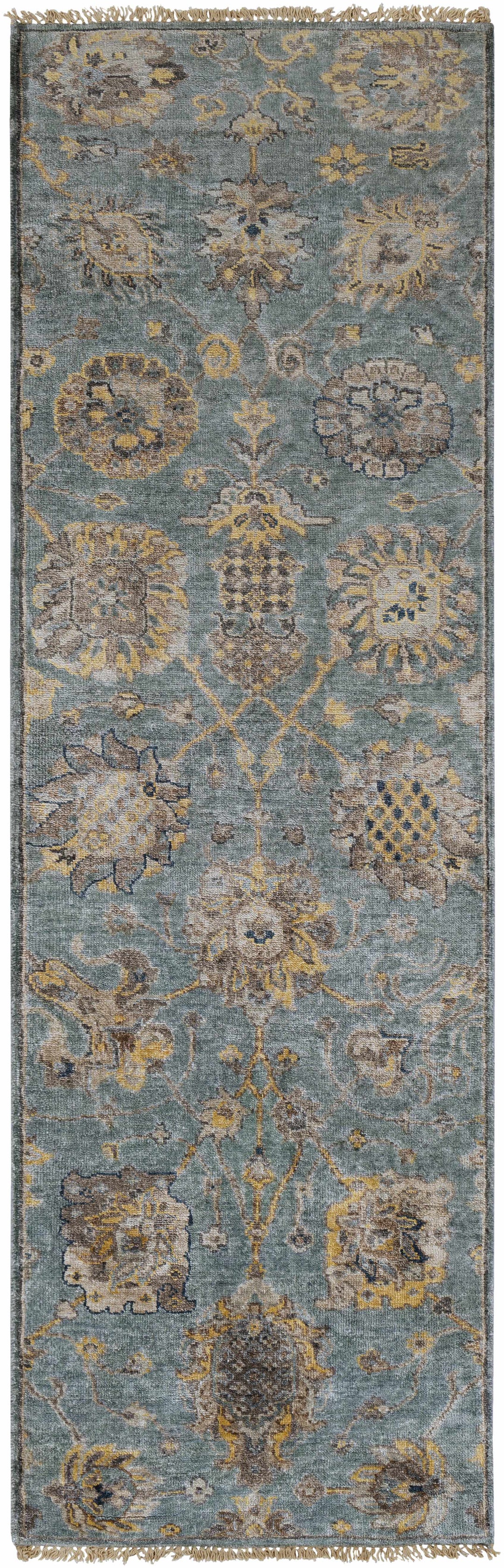 Toquerville Traditional Floral Design Hand Knotted Gray Area Rug