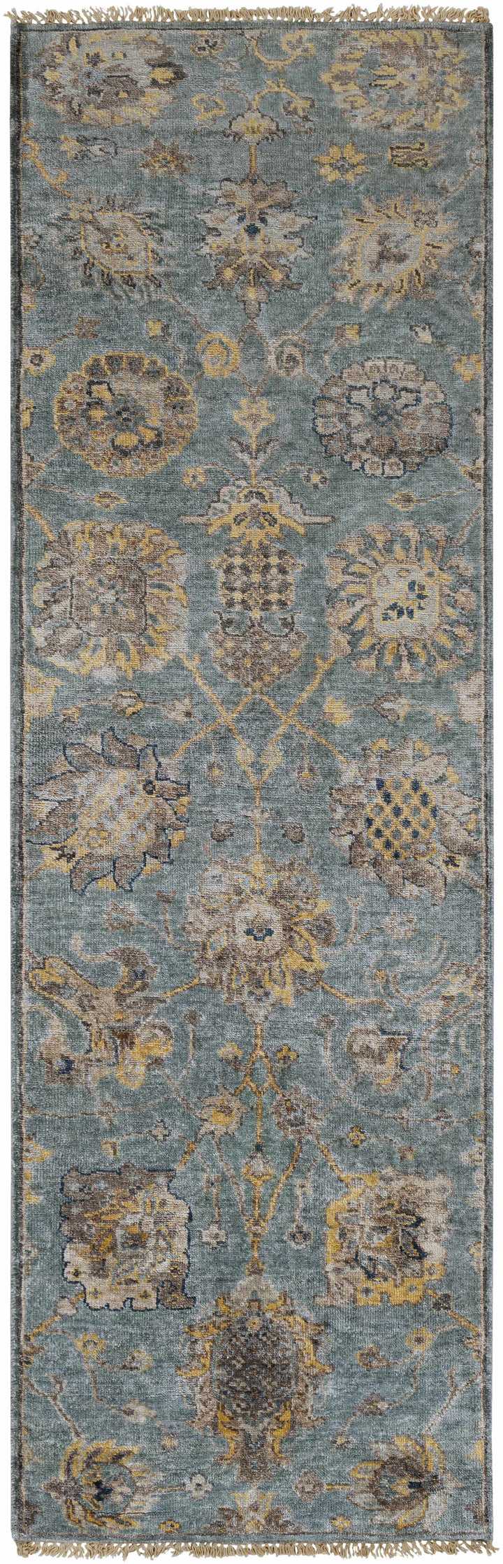 Toquerville Traditional Floral Design Hand Knotted Gray Area Rug