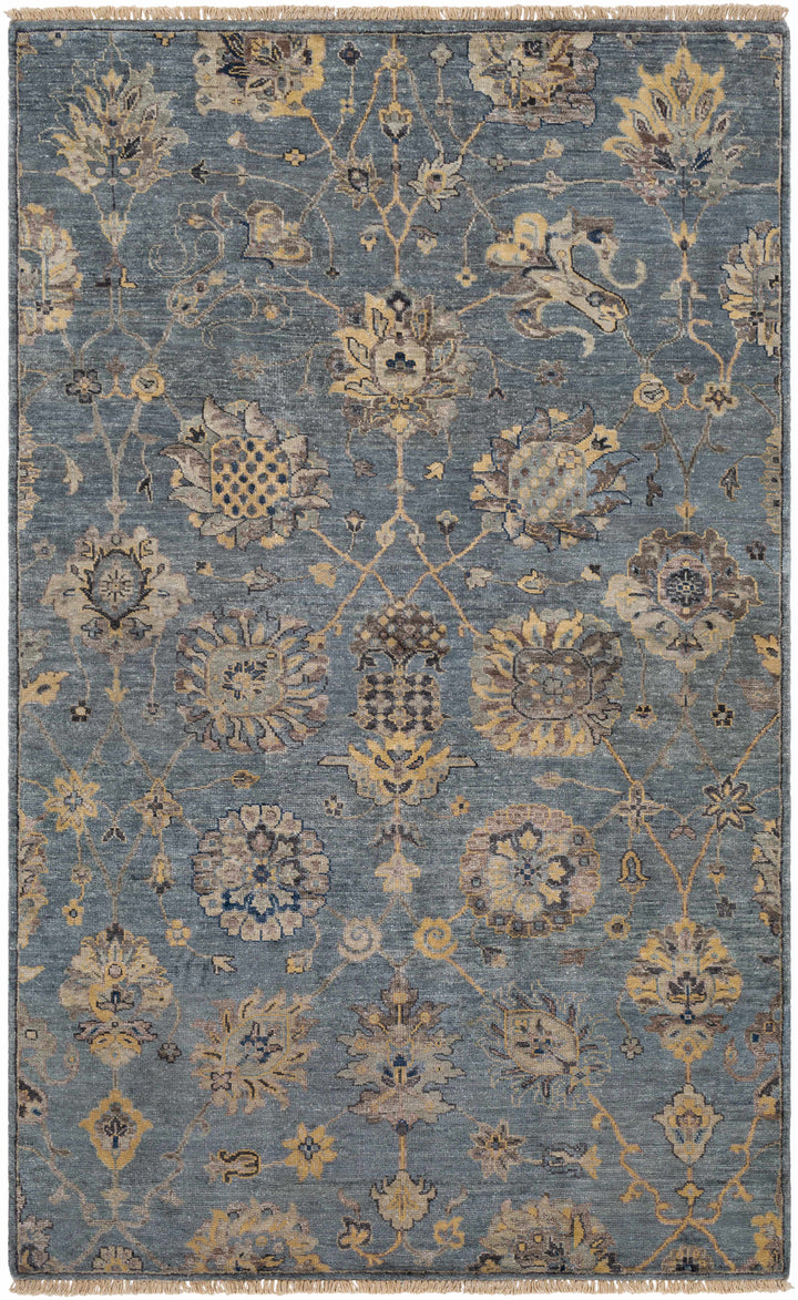 Toquerville Traditional Floral Design Hand Knotted Gray Area Rug