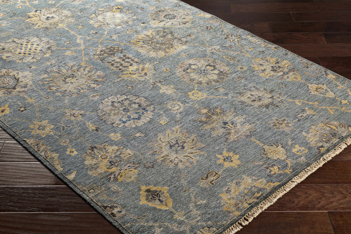 Toquerville Traditional Floral Design Hand Knotted Gray Area Rug