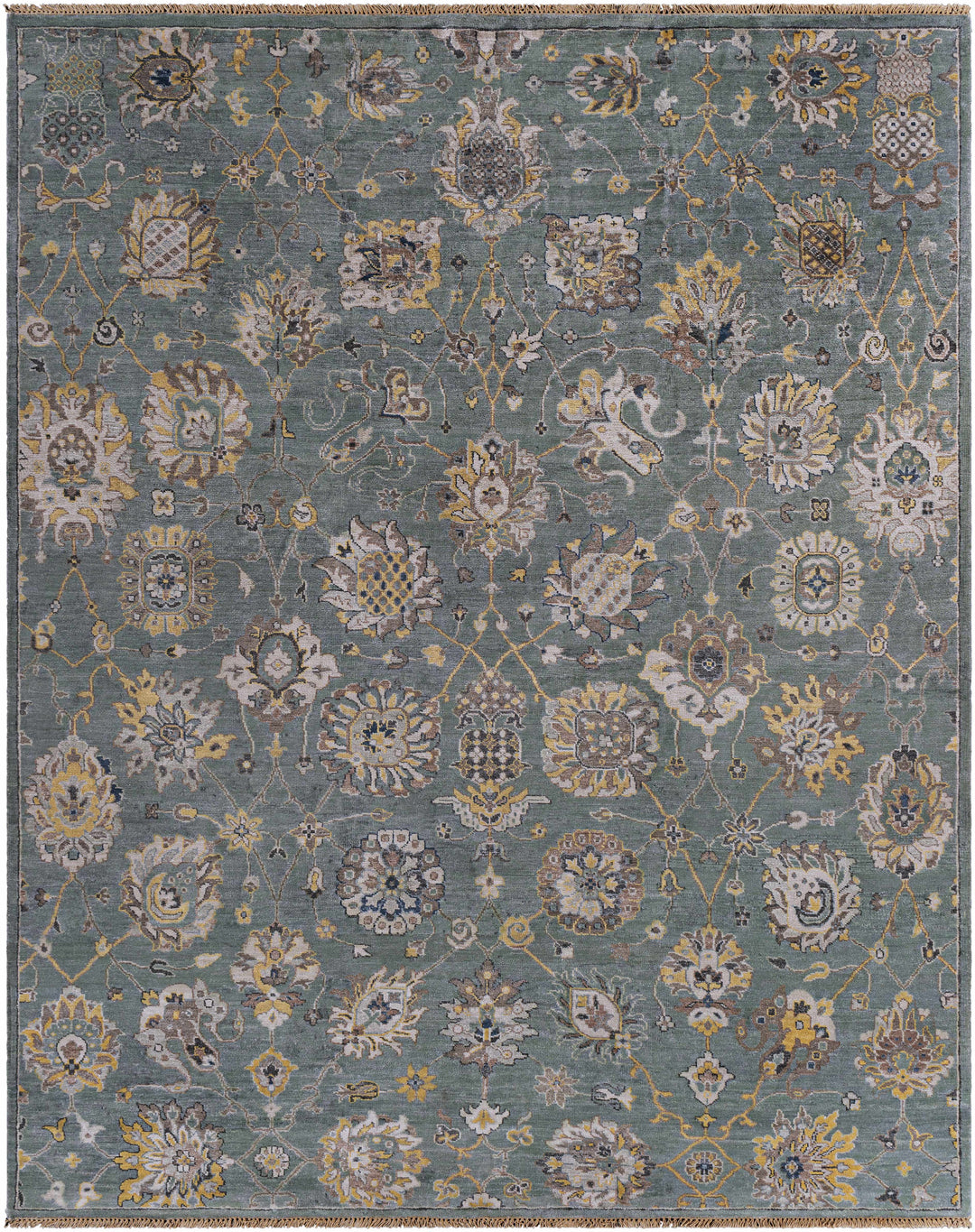 Toquerville Traditional Floral Design Hand Knotted Gray Area Rug