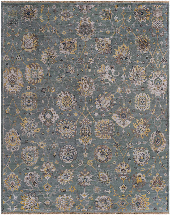 Toquerville Traditional Floral Design Hand Knotted Gray Area Rug