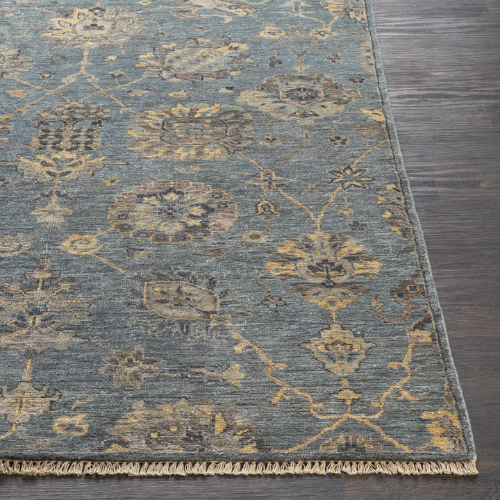 Toquerville Traditional Floral Design Hand Knotted Gray Area Rug