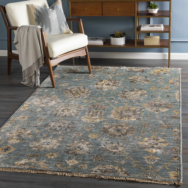Toquerville Traditional Floral Design Hand Knotted Gray Area Rug