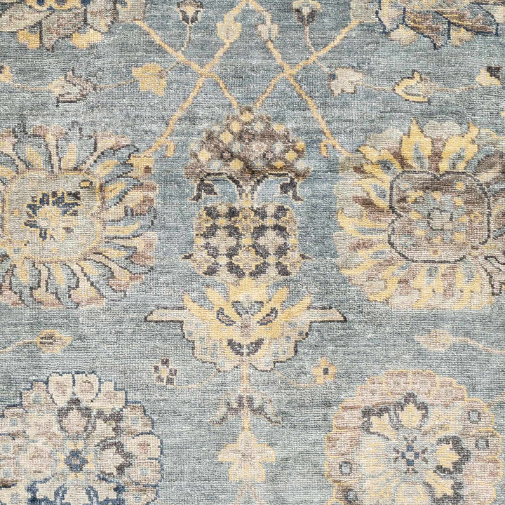 Toquerville Traditional Floral Design Hand Knotted Gray Area Rug