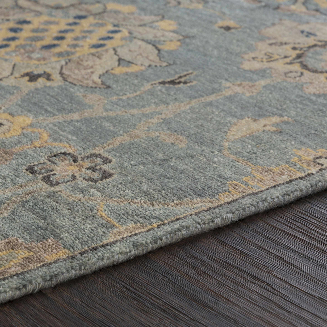 Toquerville Traditional Floral Design Hand Knotted Gray Area Rug