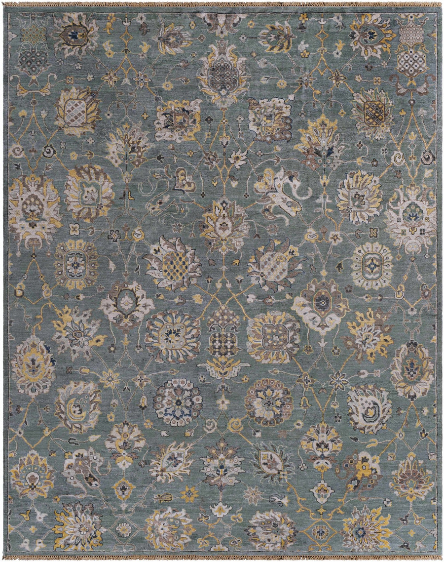 Toquerville Traditional Floral Design Hand Knotted Gray Area Rug - The Rug Decor