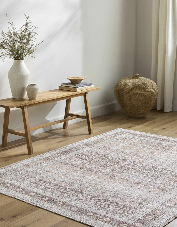Tosca Traditional Style Rust And Ivory Washable Area Rug - The Rug Decor