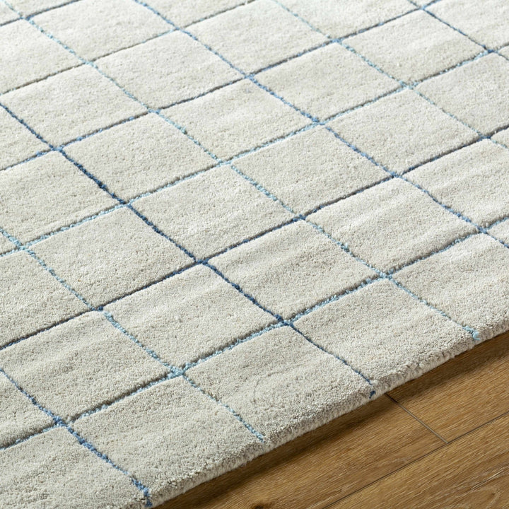 Toshi Modern Geometrical Ivory And Blue Hand Tufted Wool Rug - The Rug Decor