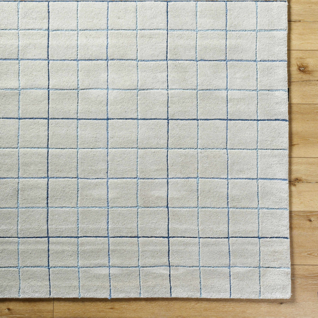 Toshi Modern Geometrical Ivory And Blue Hand Tufted Wool Rug - The Rug Decor