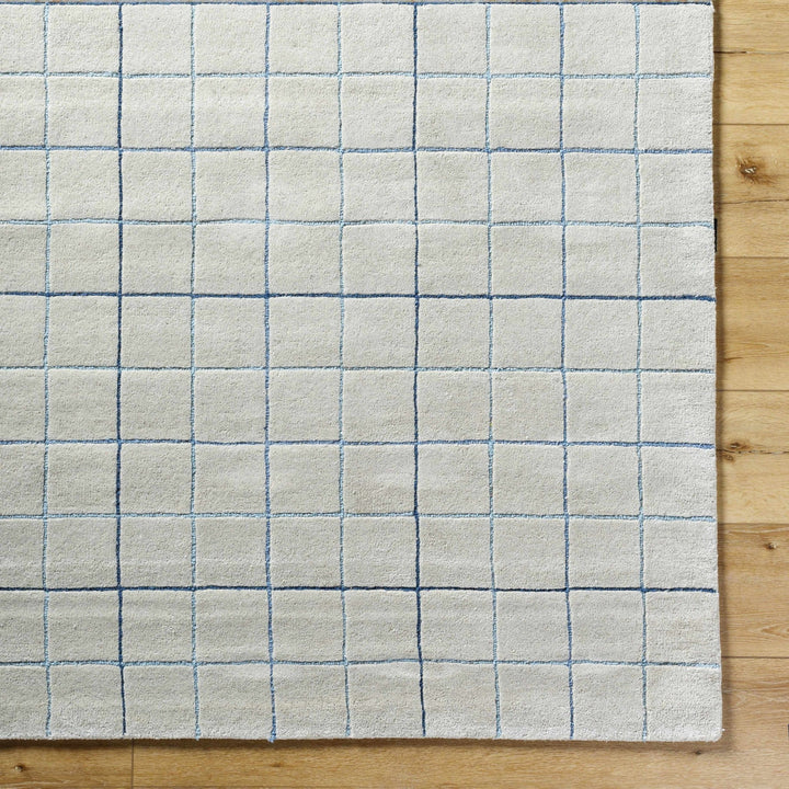 Toshi Modern Geometrical Ivory And Blue Hand Tufted Wool Rug - The Rug Decor