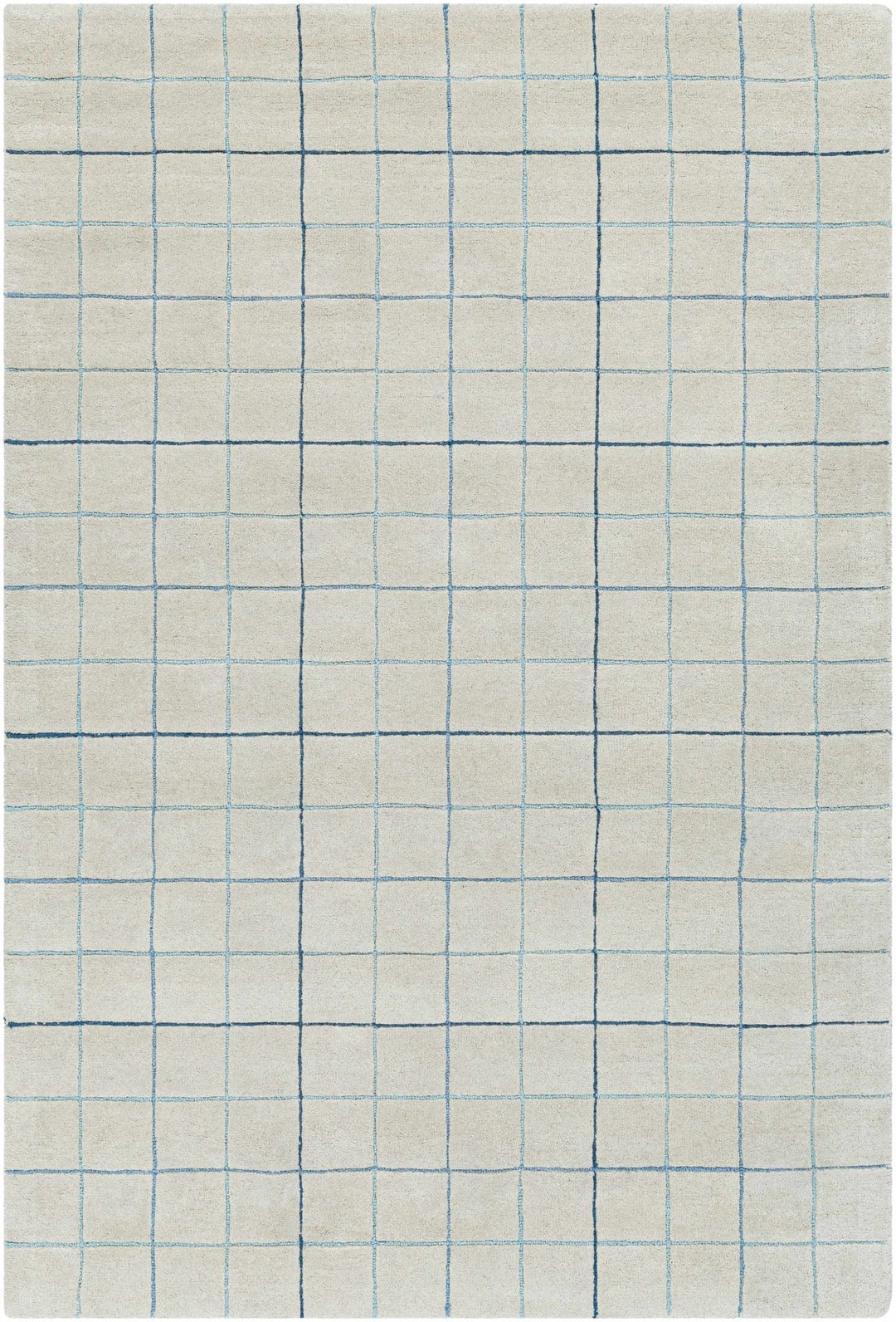 Toshi Modern Geometrical Ivory And Blue Hand Tufted Wool Rug - The Rug Decor
