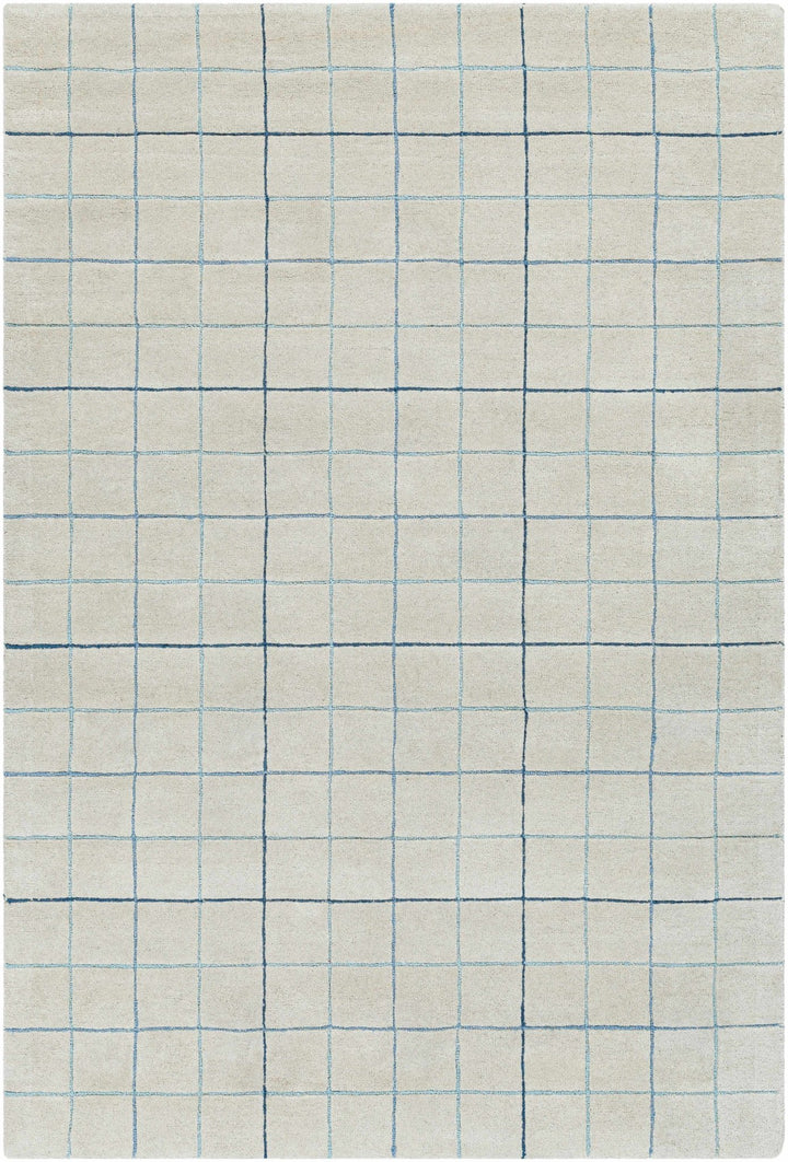 Toshi Modern Geometrical Ivory And Blue Hand Tufted Wool Rug - The Rug Decor