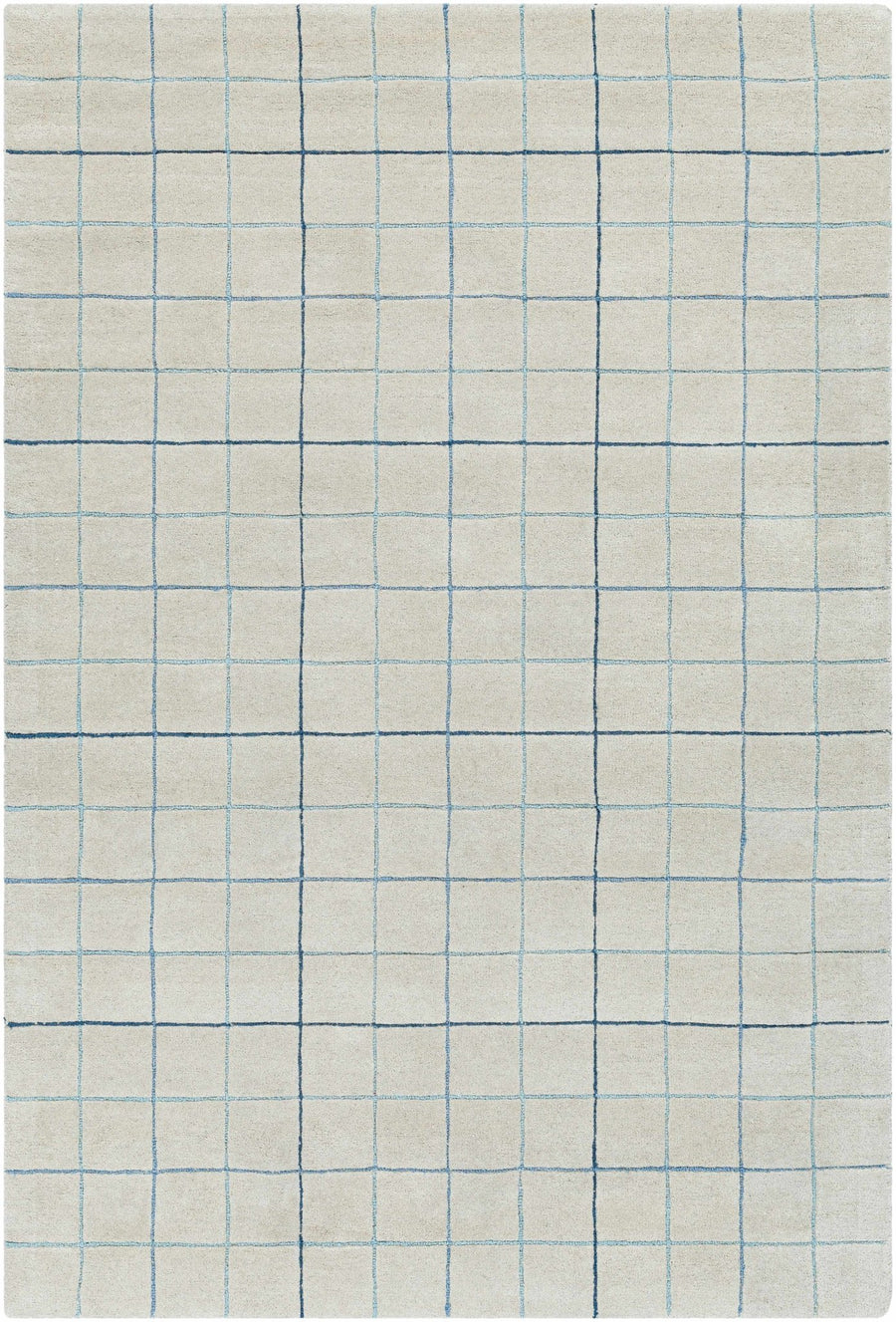 Toshi Modern Geometrical Ivory And Blue Hand Tufted Wool Rug - The Rug Decor