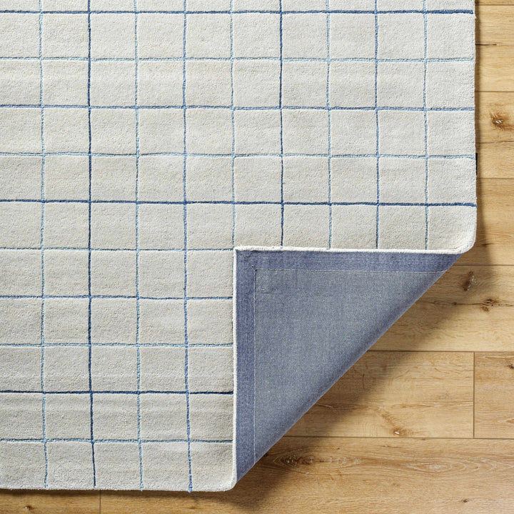 Toshi Modern Geometrical Ivory And Blue Hand Tufted Wool Rug - The Rug Decor