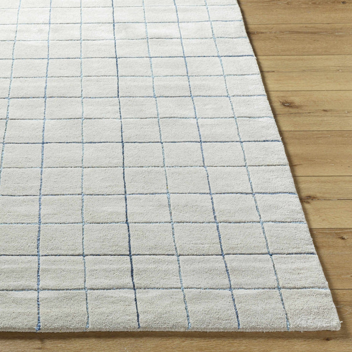 Toshi Modern Geometrical Ivory And Blue Hand Tufted Wool Rug - The Rug Decor