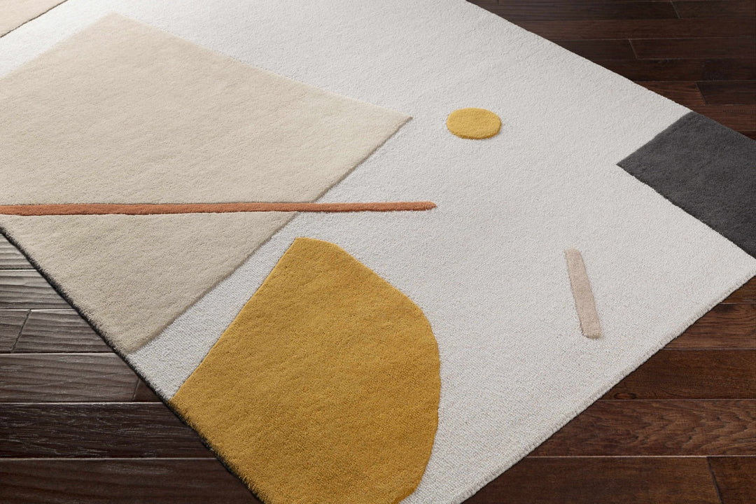 Townview Modern Abstract Ivory And Mustard Wool Area Rug - The Rug Decor