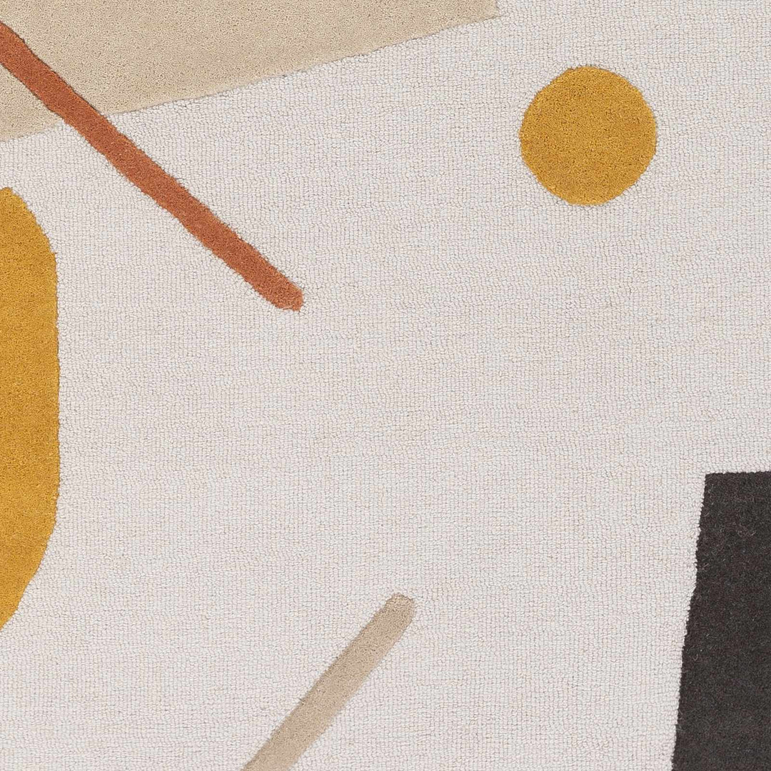 Townview Modern Abstract Ivory And Mustard Wool Area Rug - The Rug Decor