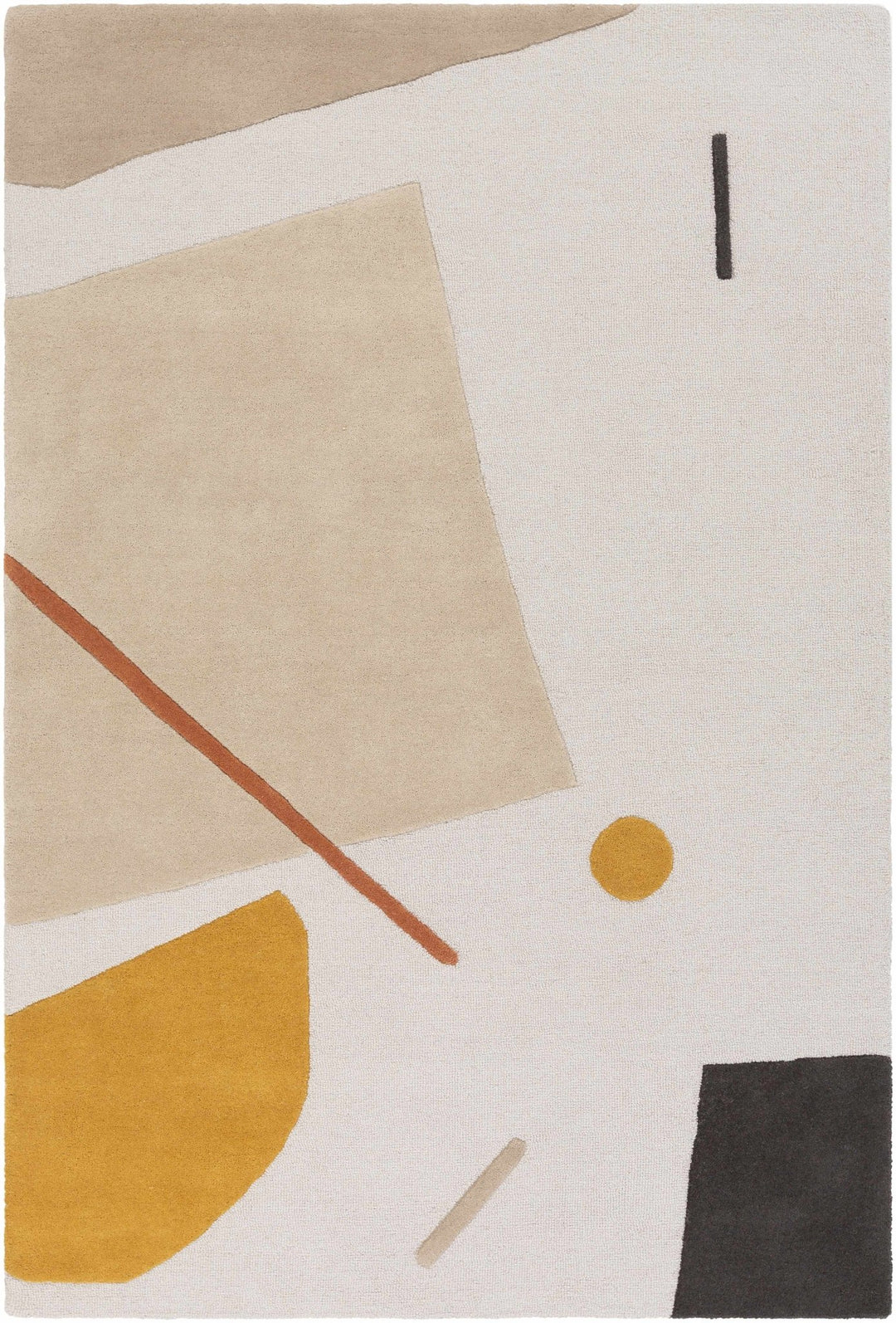Townview Modern Abstract Ivory And Mustard Wool Area Rug - The Rug Decor