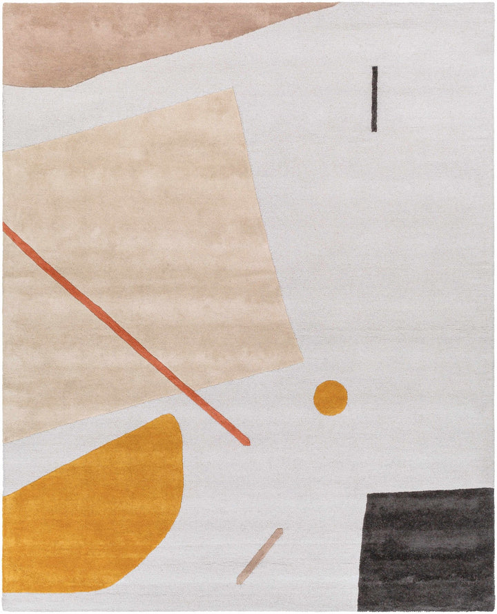 Townview Modern Abstract Ivory And Mustard Wool Area Rug - The Rug Decor